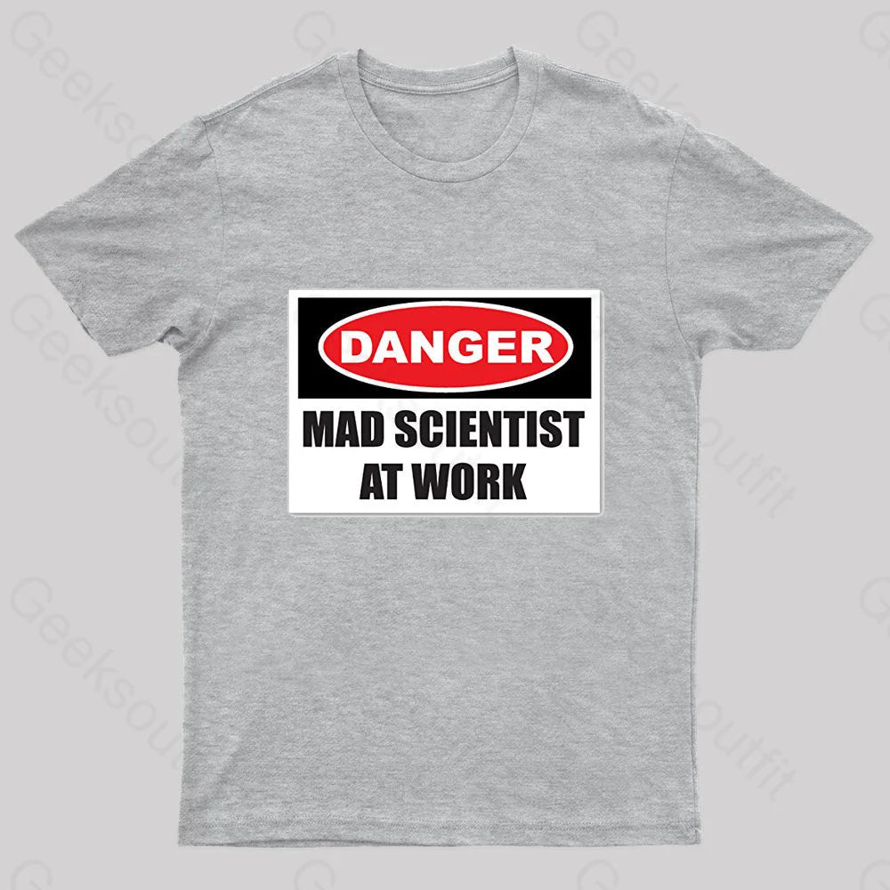 Danger Mad Scientist At Work Nerd T-Shirt Grey / S