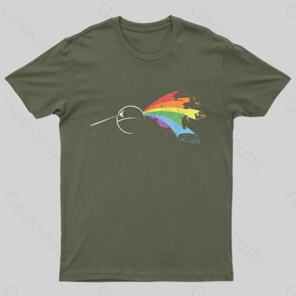 Dark Side Of The Death Star Geek T-Shirt Army Green / S