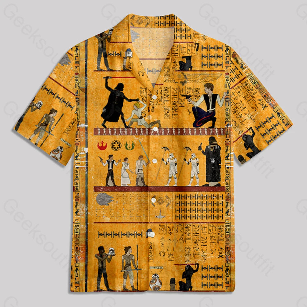 Dark Warrior Ancient Egypt Mural Button Up Pocket Shirt Hawaiian / S Bus639 Yc