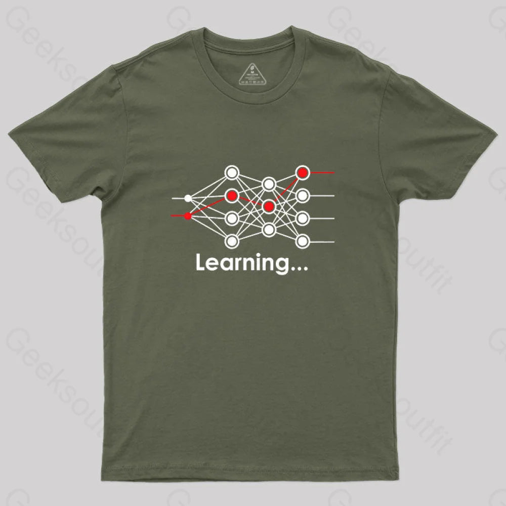 Data Science Neural Network Learning Machine Geek T-Shirt Army Green / S