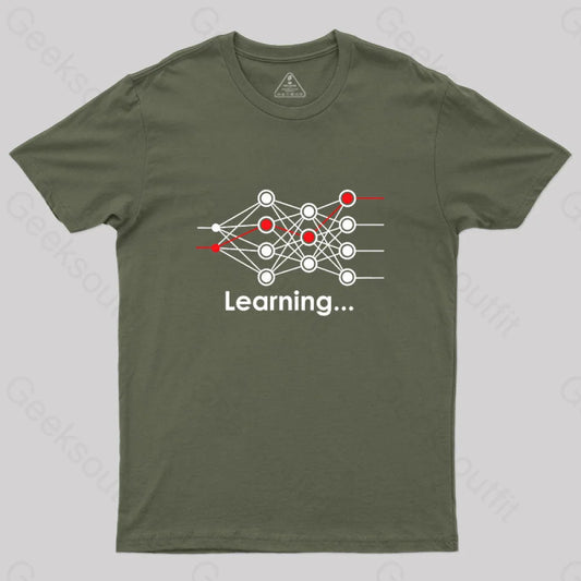 Data Science Neural Network Learning Machine Geek T-Shirt Army Green / S