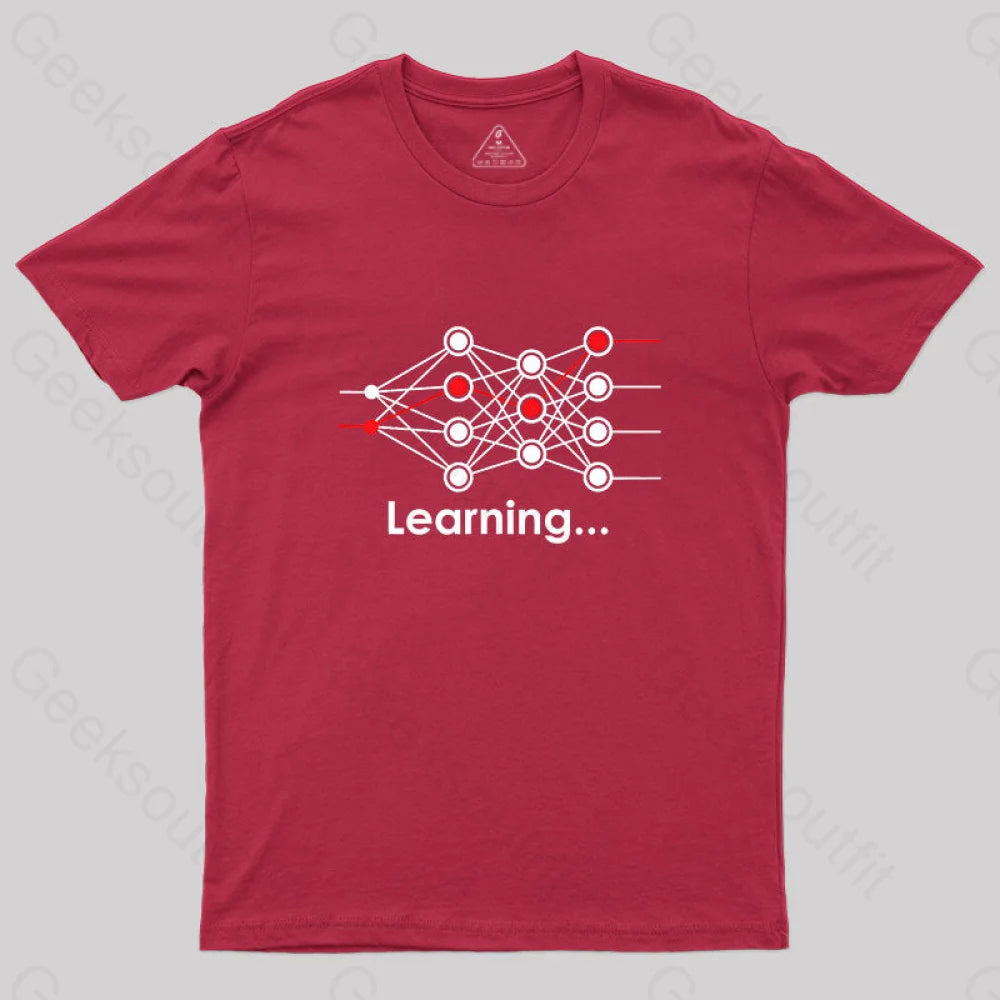 Data Science Neural Network Learning Machine Geek T-Shirt Red / S