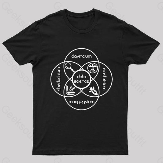 Data Science Periodic Venn Diagram Of Elements Geek T-Shirt Black / S