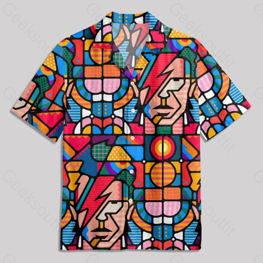 David Bowie Colorful Geometry Modern Art Button Up Pocket Shirt Hawaiian / S Bus652 Yc