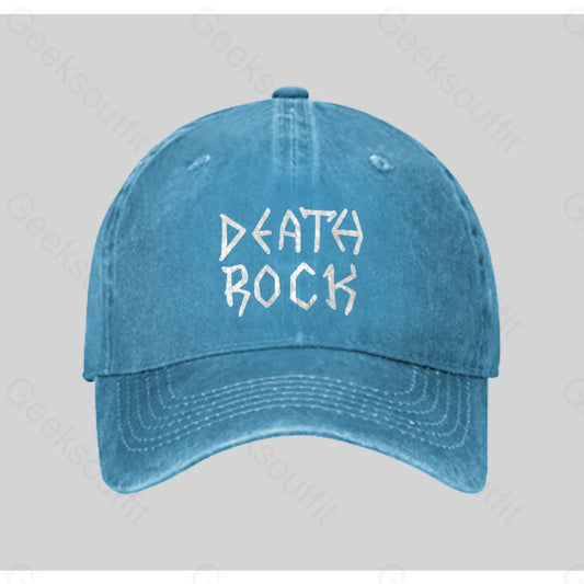 Death Rock Costume Washed Vintage Baseball Cap Blue