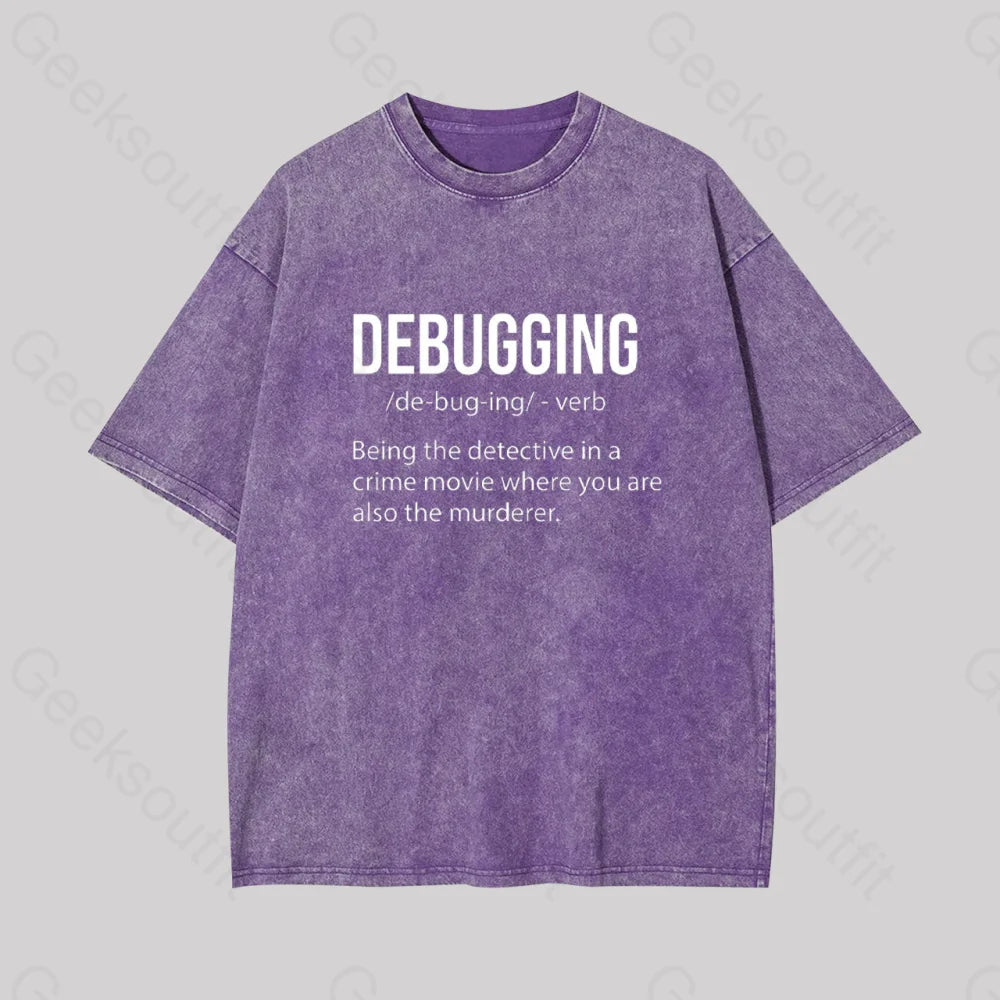 Debugging Definition Geek Washed T-Shirt Purple / S