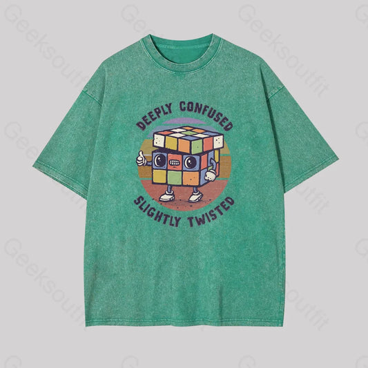 Deeply Confused And Slightly Twisted Geek Washed T-Shirt Grass Green / S