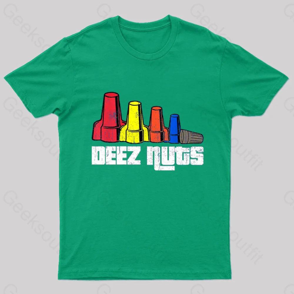 Deez Nuts Electrician Nerd T-Shirt Green / S