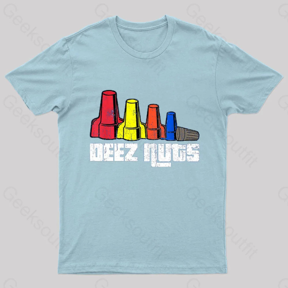 Deez Nuts Electrician Nerd T-Shirt Light Blue / S