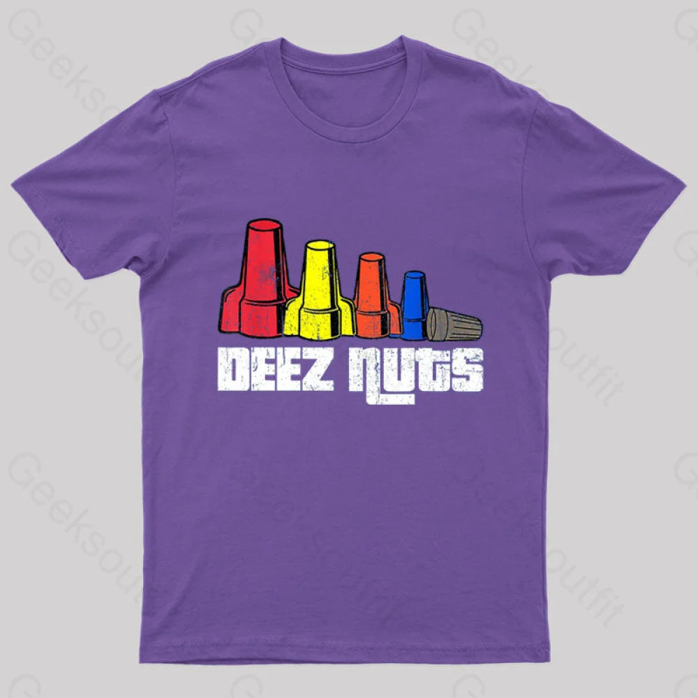 Deez Nuts Electrician Nerd T-Shirt Purple / S