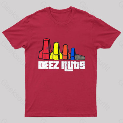 Deez Nuts Electrician Nerd T-Shirt Red / S