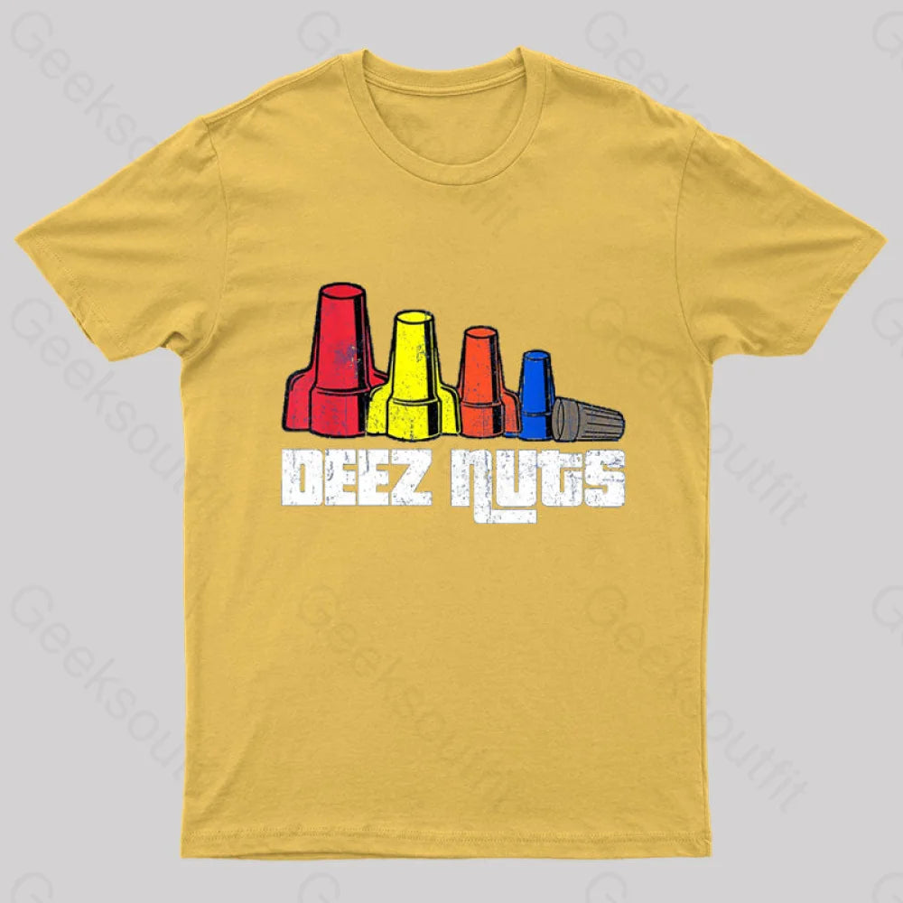 Deez Nuts Electrician Nerd T-Shirt Yellow / S