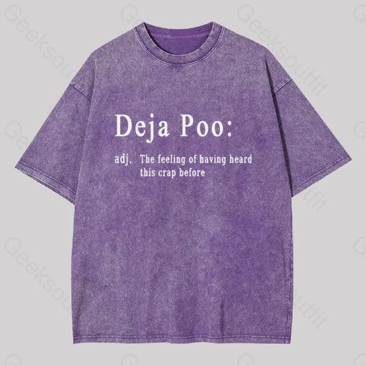 Deja Poo Geek Washed T-Shirt Purple / S