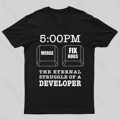 Developer Struggles Meme Sticker Nerd T-Shirt Black / S