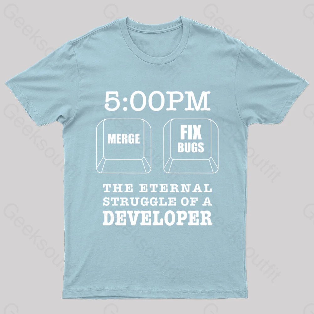 Developer Struggles Meme Sticker Nerd T-Shirt Light Blue / S