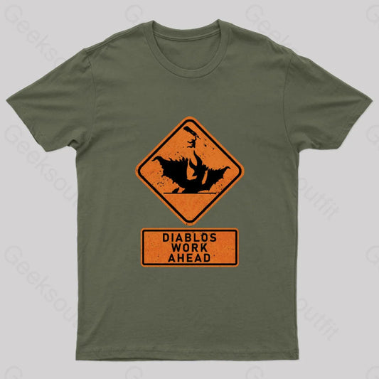 Diablos Work Ahead Nerd T-Shirt Army Green / S