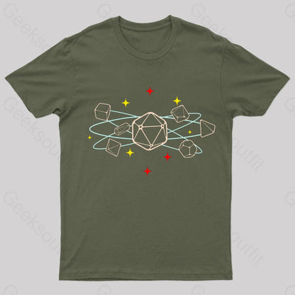 Dice Atom Tabletop Rpg Geek T-Shirt Army Green / S