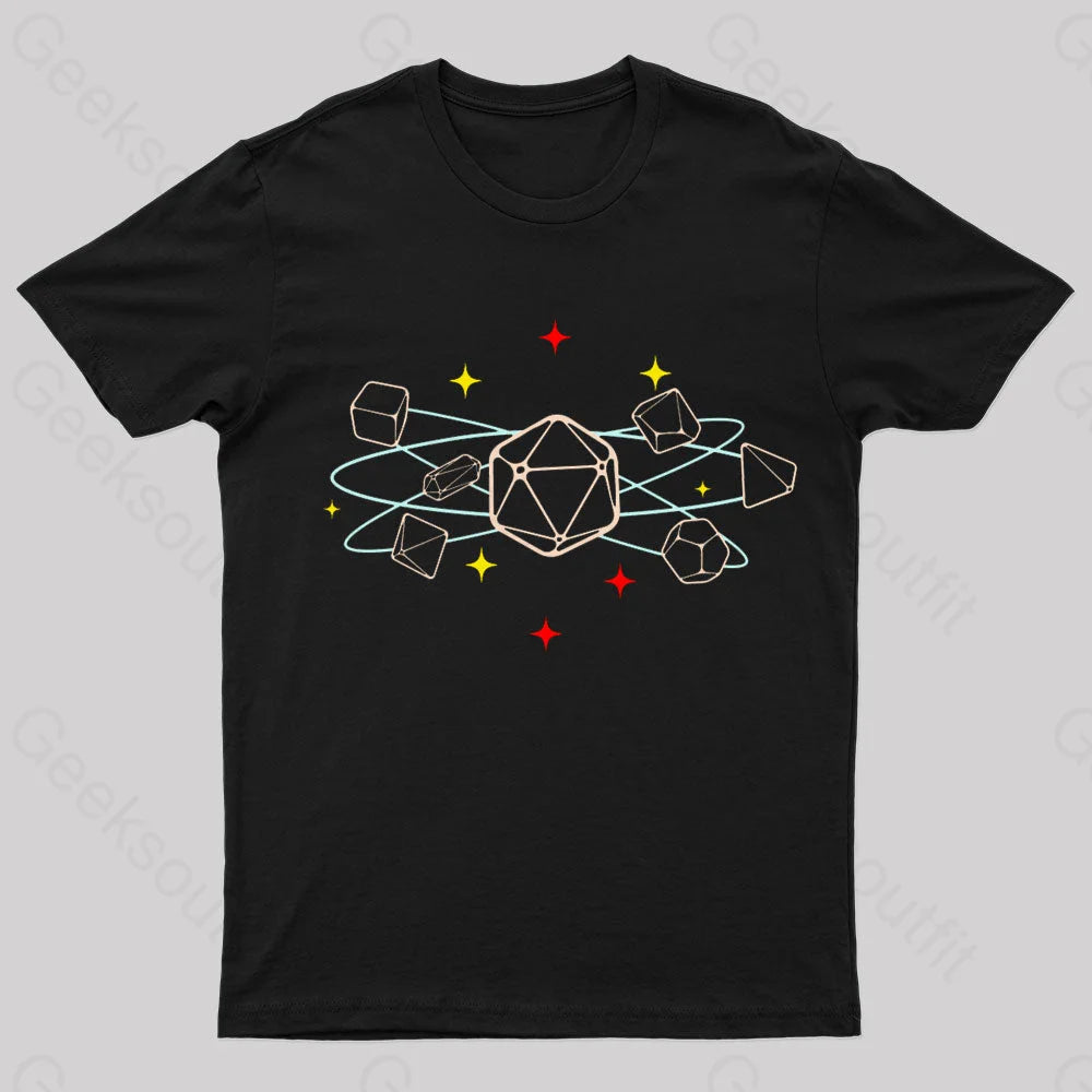 Dice Atom Tabletop Rpg Geek T-Shirt Black / S