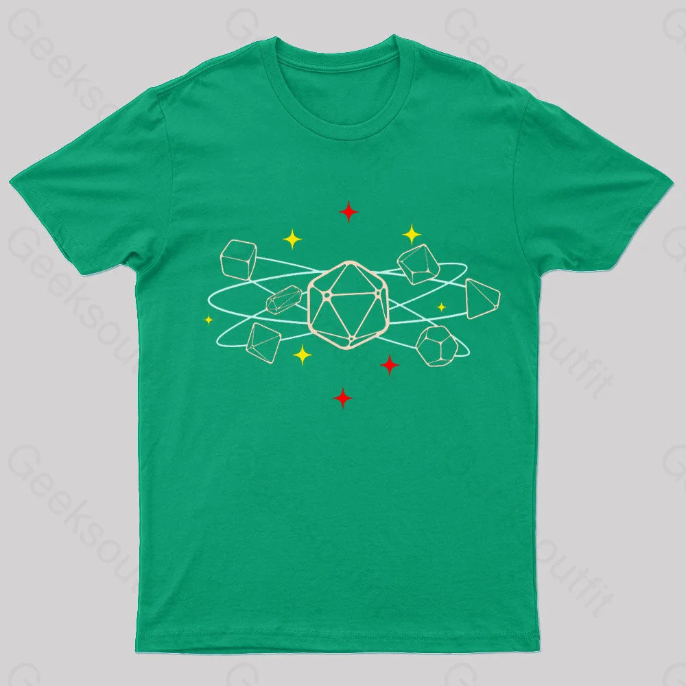 Dice Atom Tabletop Rpg Geek T-Shirt Green / S