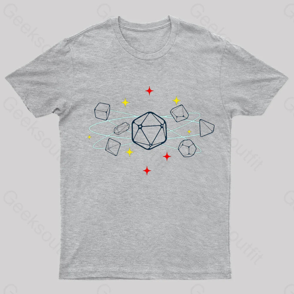 Dice Atom Tabletop Rpg Geek T-Shirt Grey / S