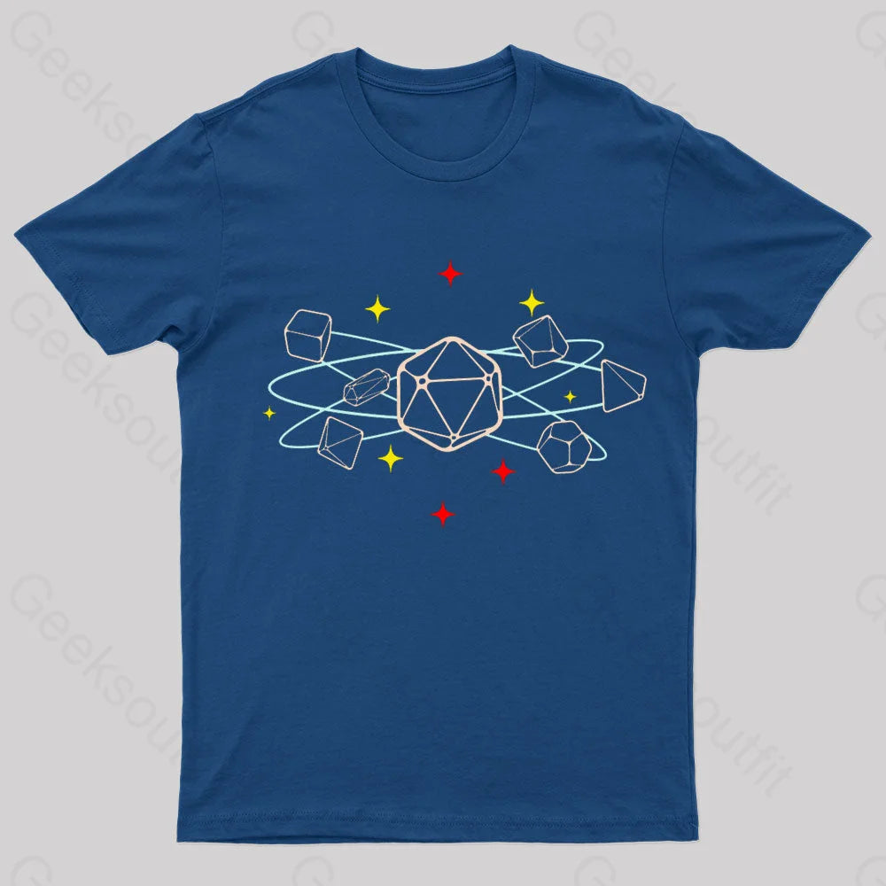 Dice Atom Tabletop Rpg Geek T-Shirt Navy / S