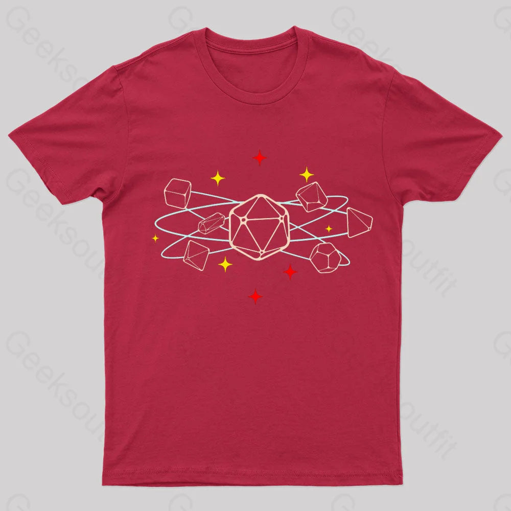 Dice Atom Tabletop Rpg Geek T-Shirt Red / S