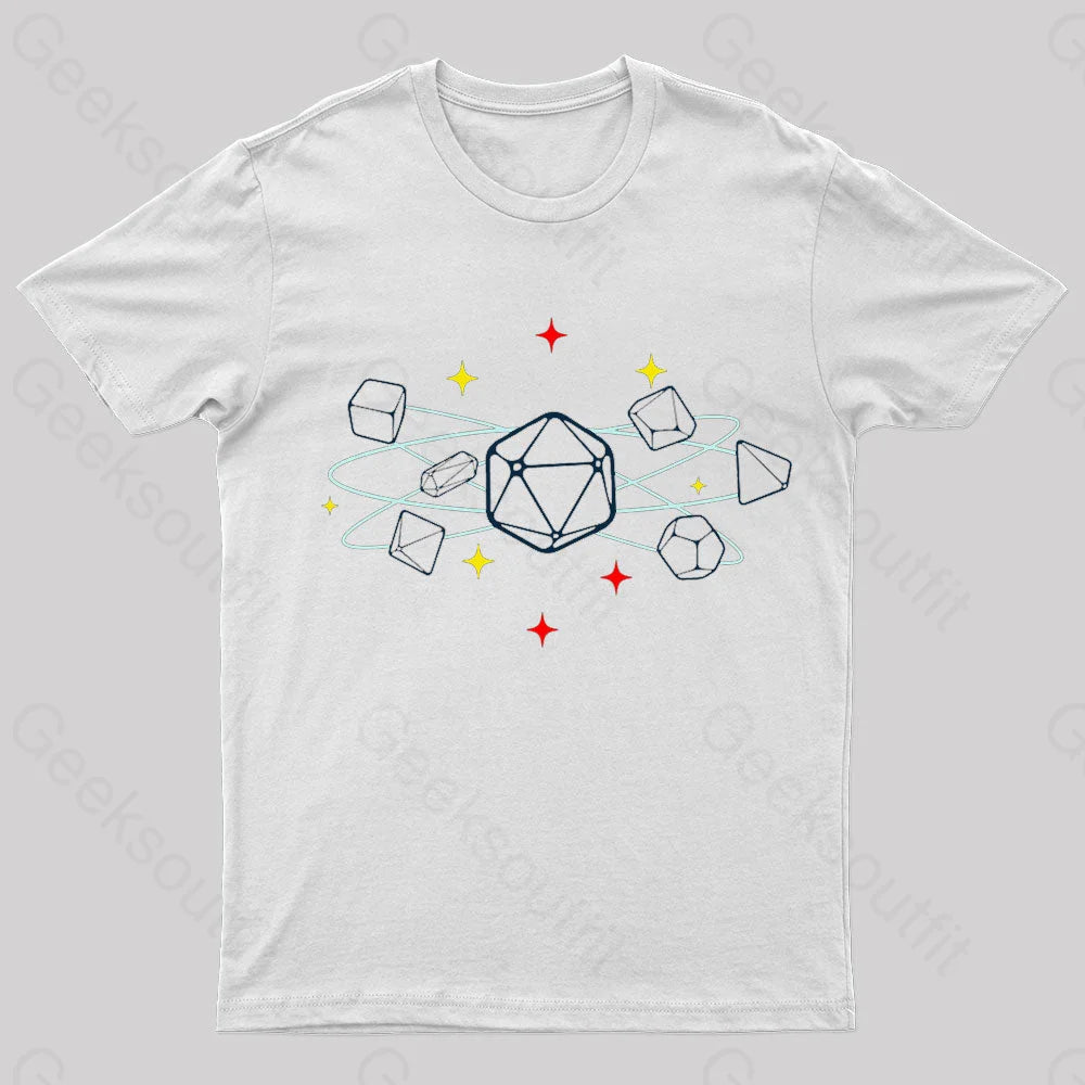 Dice Atom Tabletop Rpg Geek T-Shirt White / S