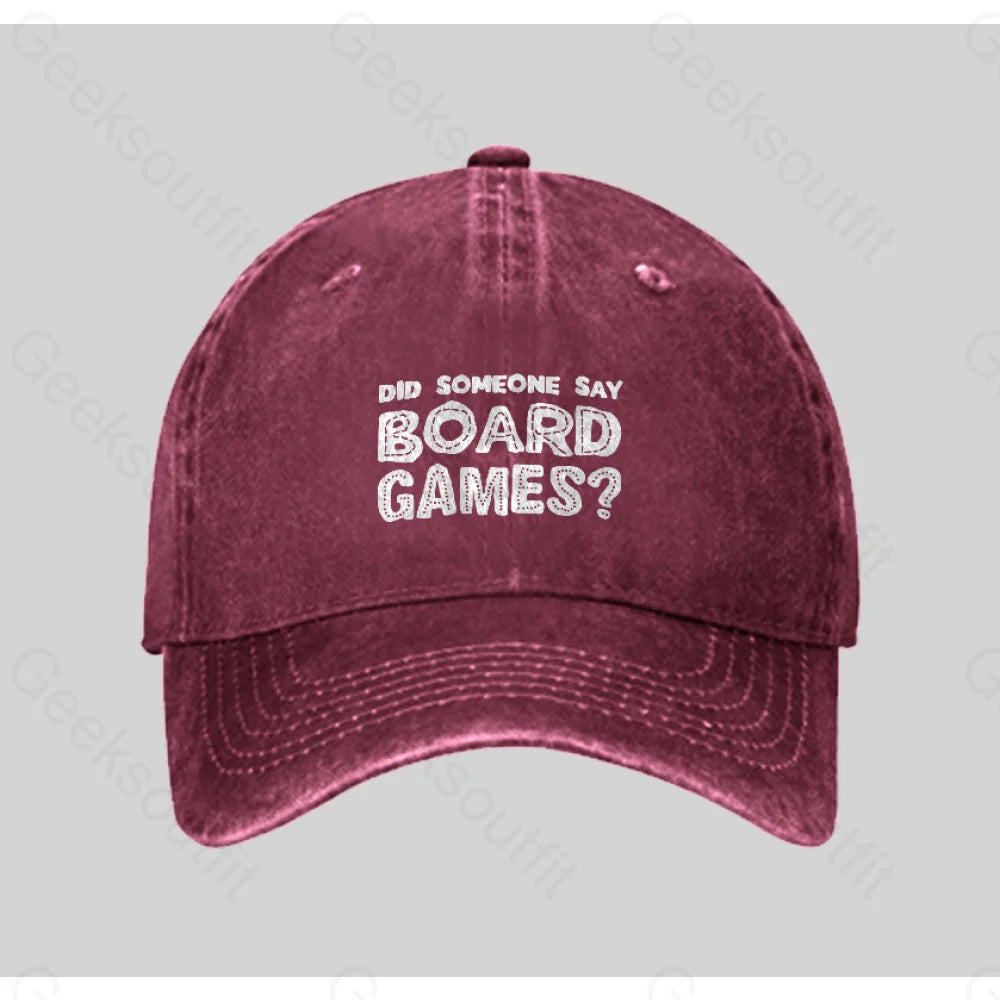 Did Someone Say Board Games Washed Vintage Baseball Cap Red