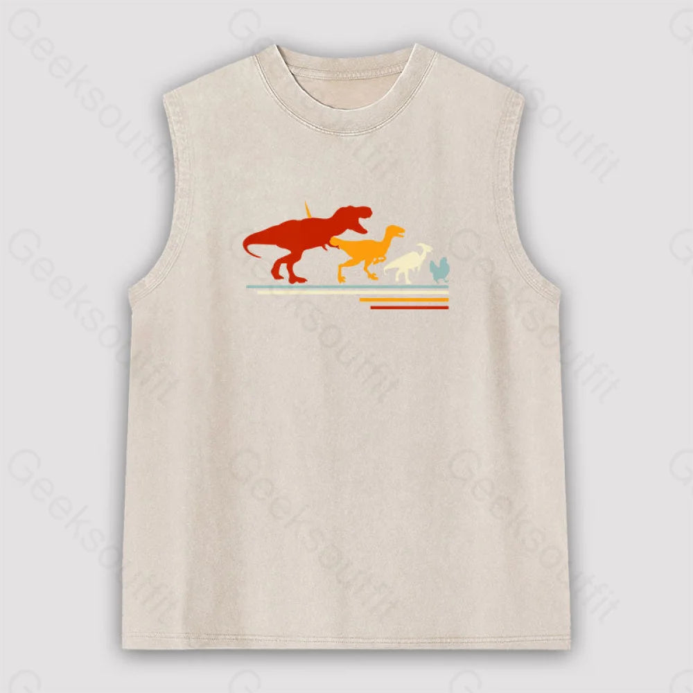 Dinosaur Evolution Unisex Washed Tank Apricot / S