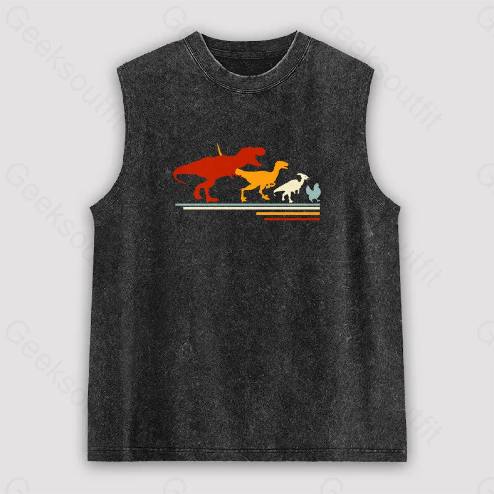 Dinosaur Evolution Unisex Washed Tank Black / S