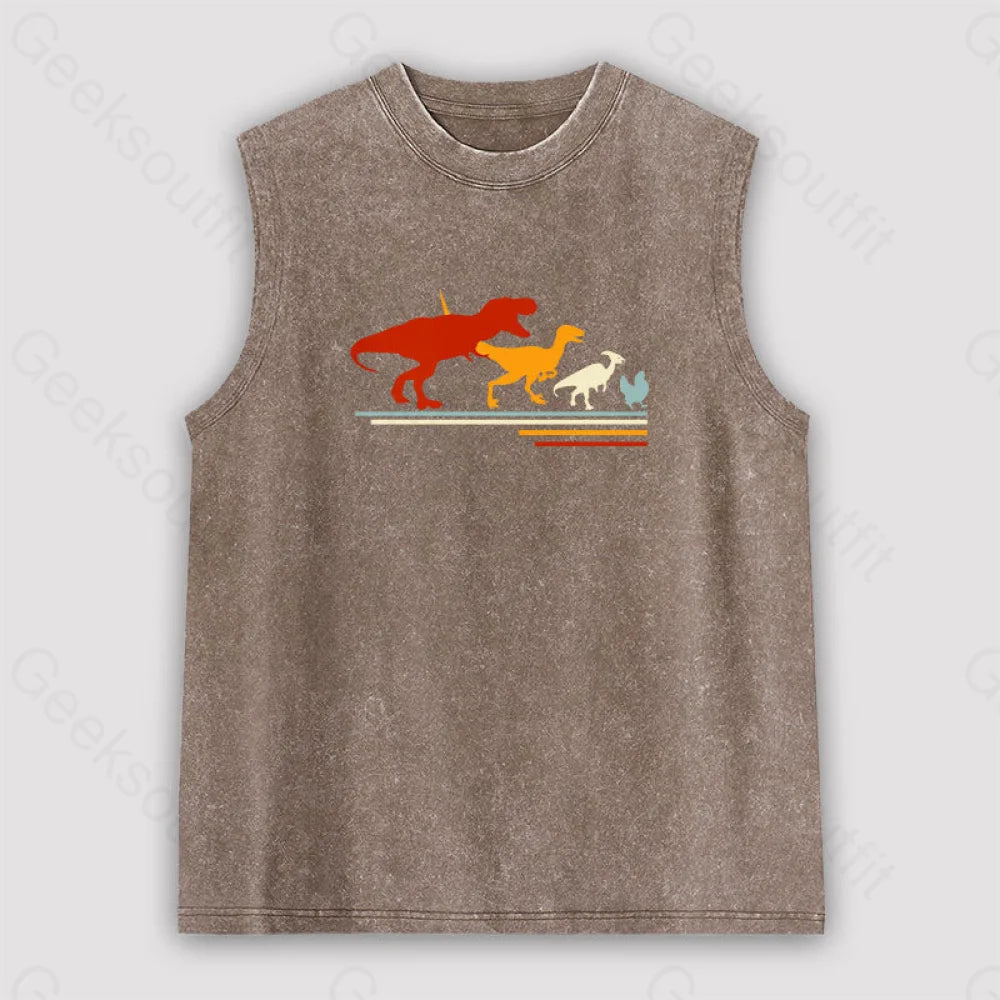 Dinosaur Evolution Unisex Washed Tank Brown / S