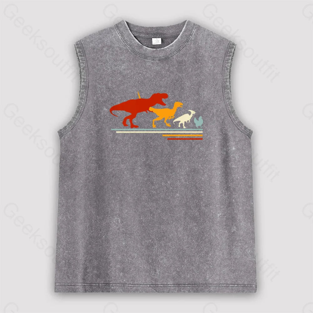 Dinosaur Evolution Unisex Washed Tank Grey / S