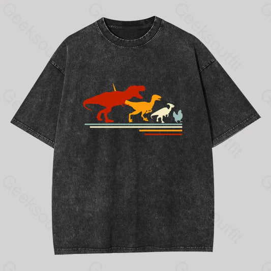 Dinosaur Evolution Washed T-Shirt Black / S