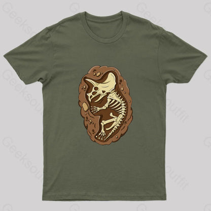 Dinosaur Fossil Nerd T-Shirt Army Green / S