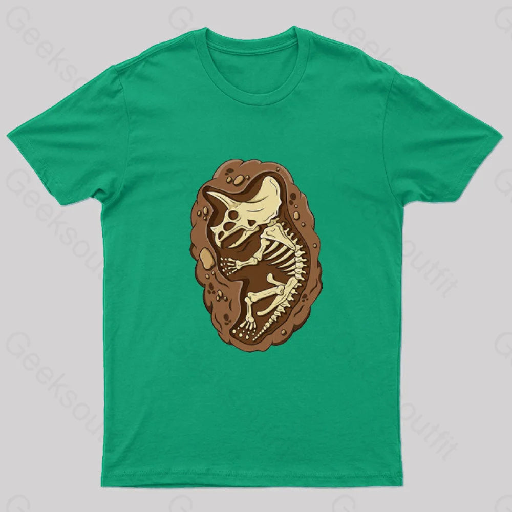 Dinosaur Fossil Nerd T-Shirt Green / S