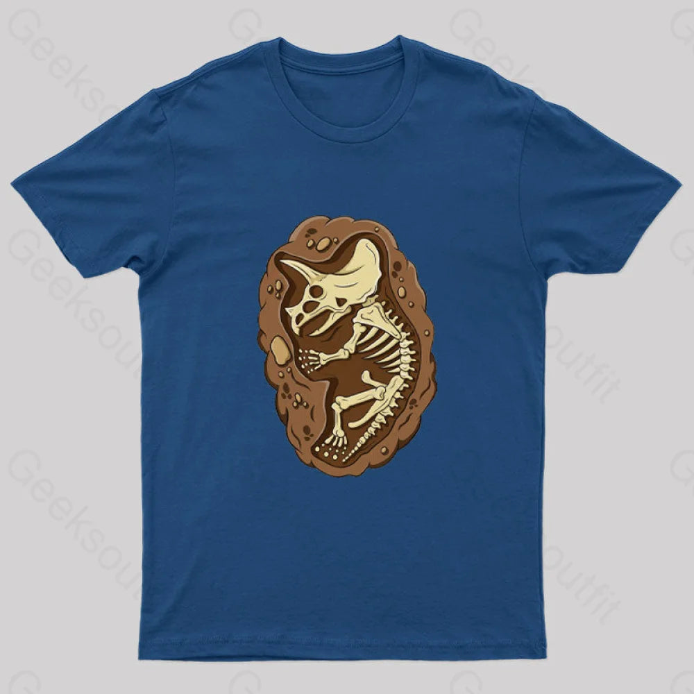 Dinosaur Fossil Nerd T-Shirt Navy / S