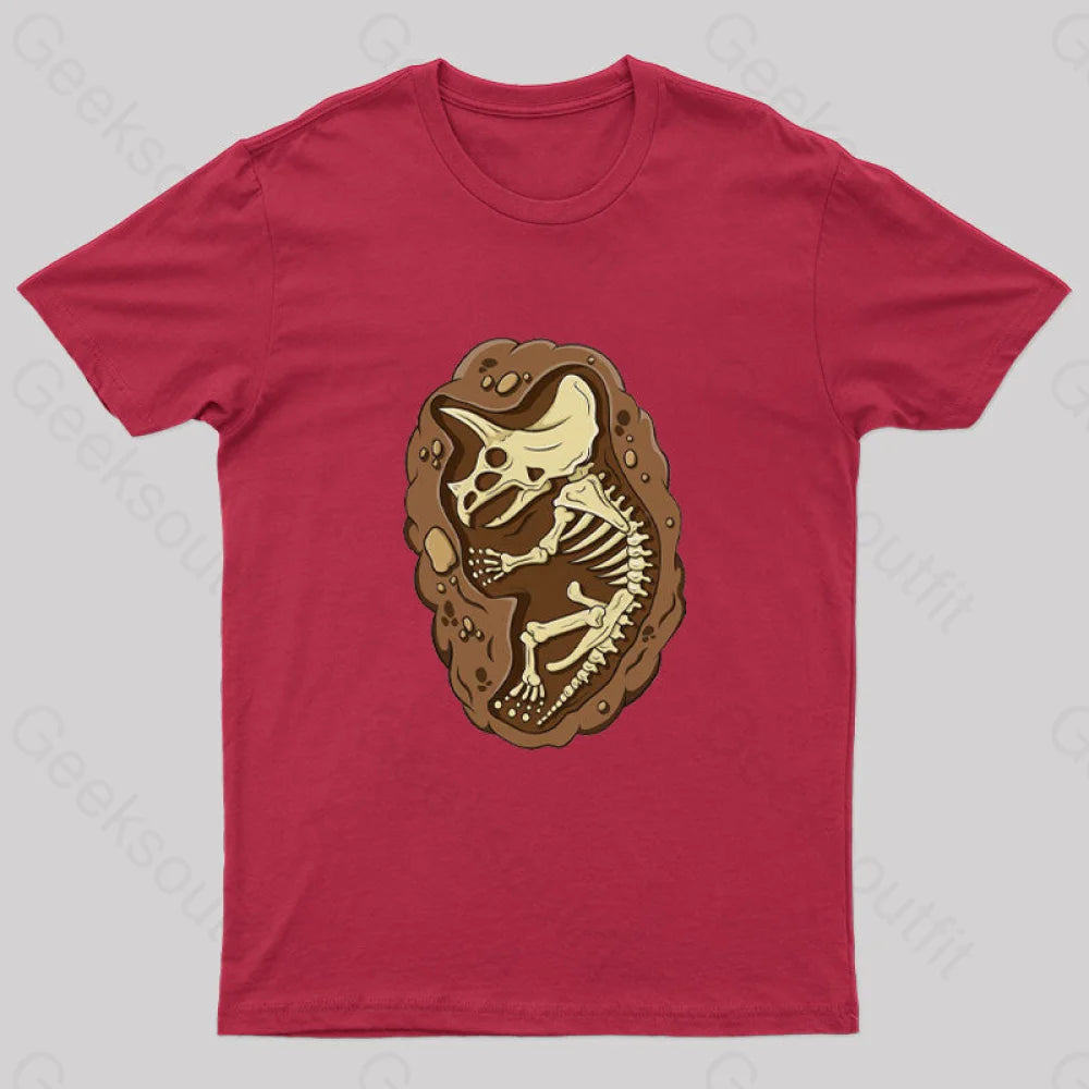 Dinosaur Fossil Nerd T-Shirt Red / S