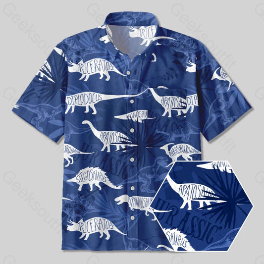 Dinosaurs of the Jurassic World Button Up Pocket Shirt - Geeksoutfit