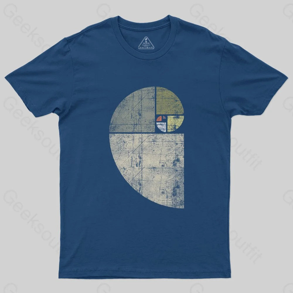 Distressed Fibonacci Spiral T-Shirt - Geeksoutfit