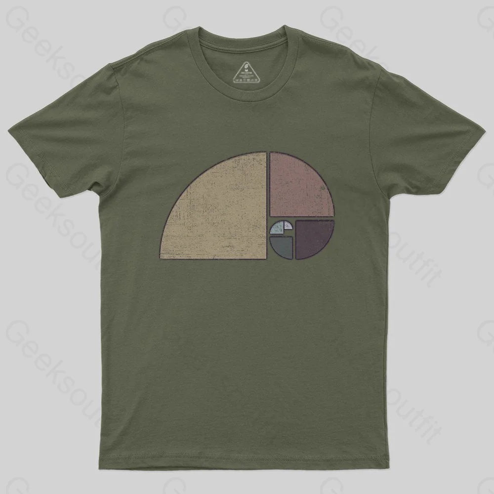 Distressed Geometric Fibonacci Spiral T-Shirt - Geeksoutfit