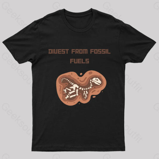 Divest From Fossil Fuel Nerd T-Shirt Black / S