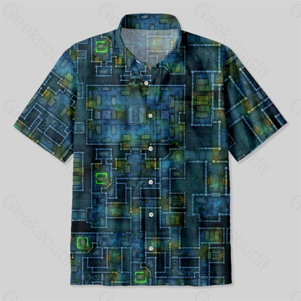 Dnd Ancient Crypt Dungeon Button Up Pocket Shirt Up / S Bus565 Yc