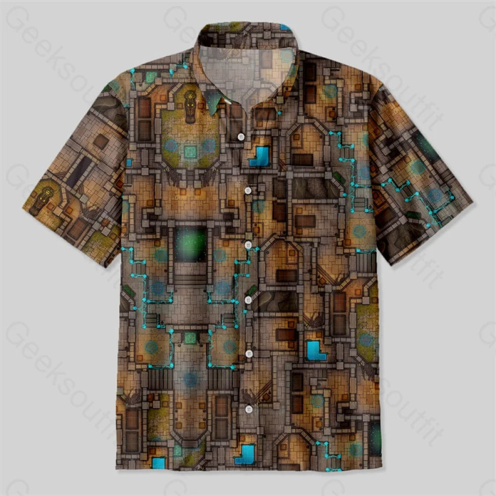 Dnd Ancient Crypt Dungeon Button Up Pocket Shirt Up / S Bus566 Yc