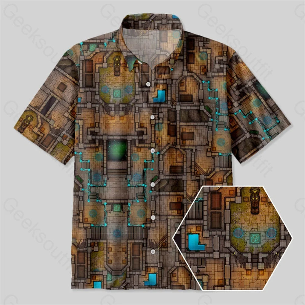 Dnd Ancient Crypt Dungeon Button Up Pocket Shirt Yc