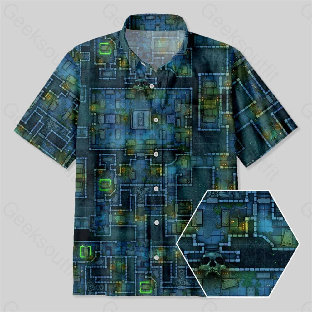 Dnd Ancient Crypt Dungeon Button Up Pocket Shirt Yc