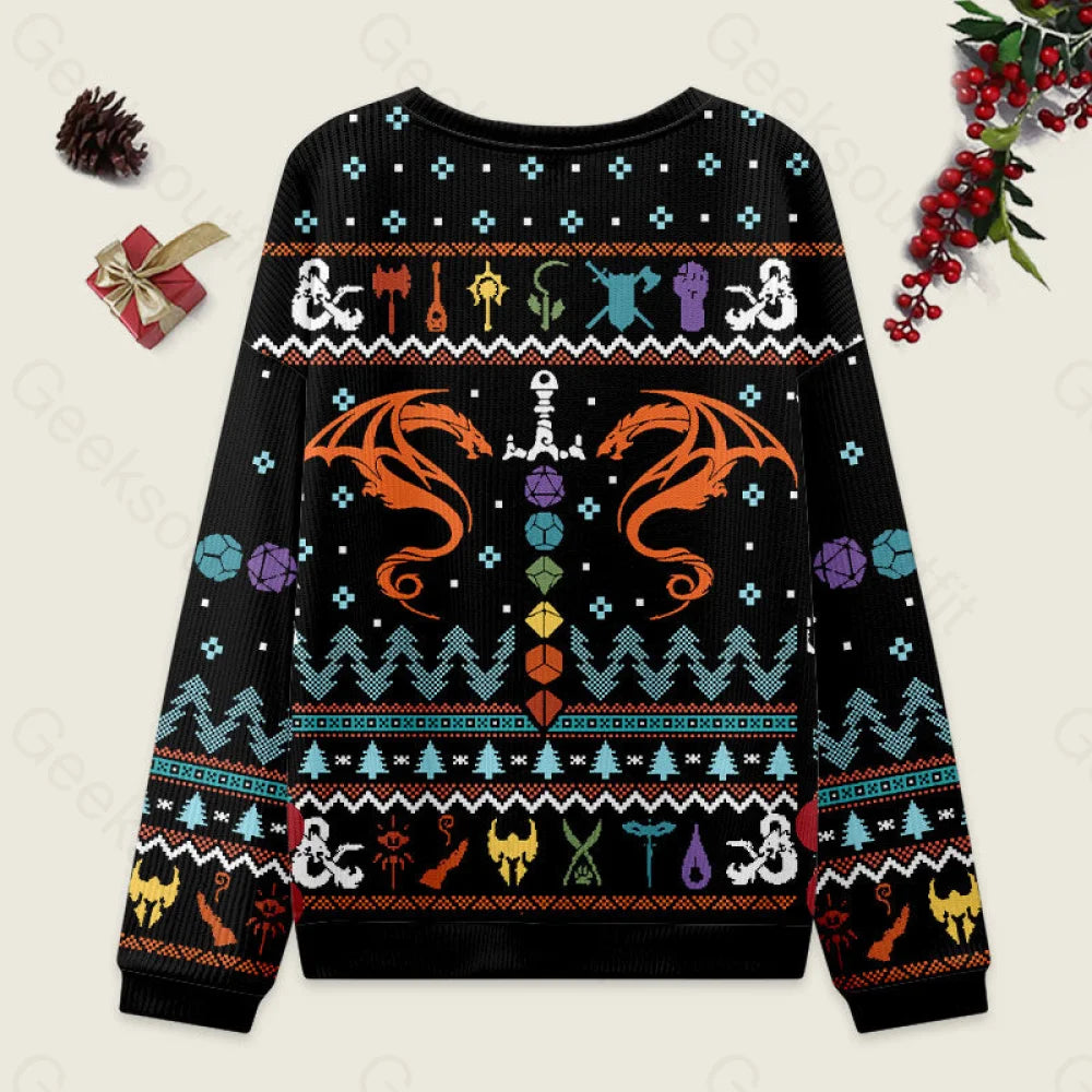 Dnd Dragon Dice Weapon Black Ugly Christmas Sweater