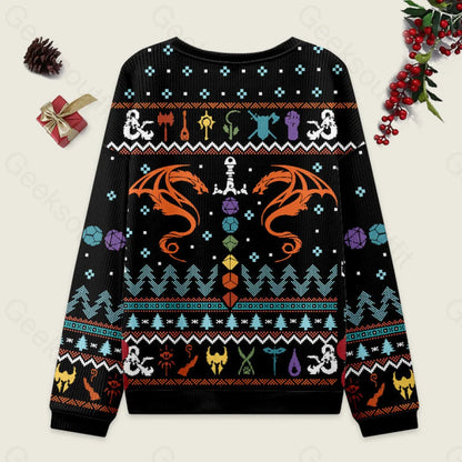 Dnd Dragon Dice Weapon Black Ugly Christmas Sweater