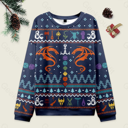 Dnd Dragon Dice Weapon Dark Blue Ugly Christmas Sweater Men’s Style-S