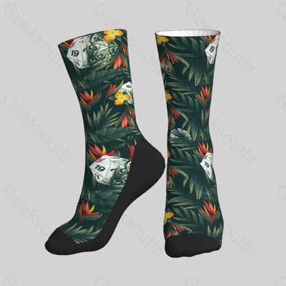 Dnd Multi Sided Dice In The Flower Cluster Men’s Socks