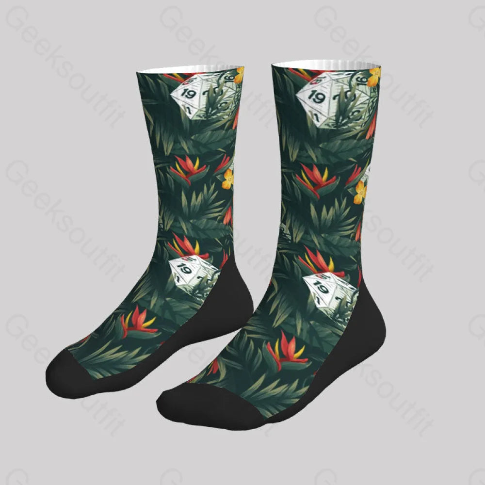 Dnd Multi Sided Dice In The Flower Cluster Men’s Socks Sks110